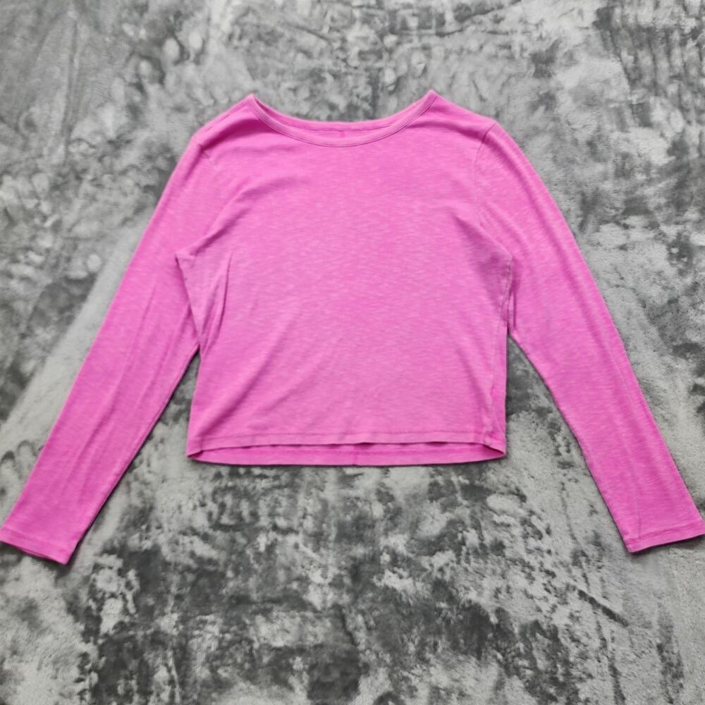 Universal Thread Top Womens XL Pink Neon Long Sleeve Ribbed Knit Stretch Cotton